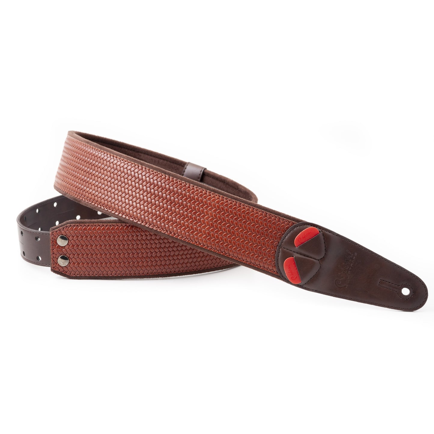 righton vegan guitar strap embossed brown