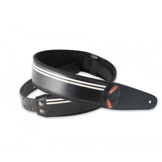 righton vegan guitar strap black with white stripes