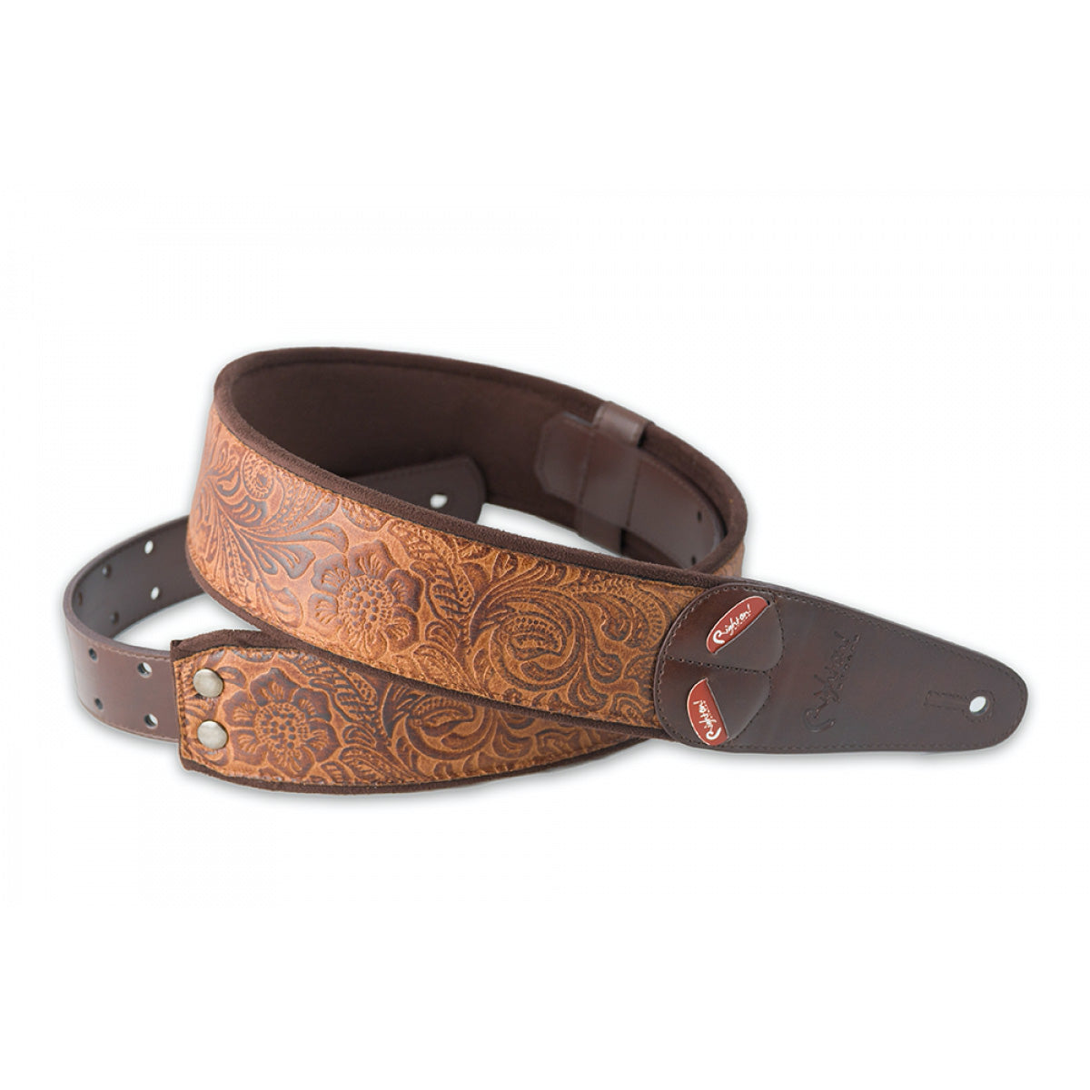 righton vegan guitar strap brown embossed floral