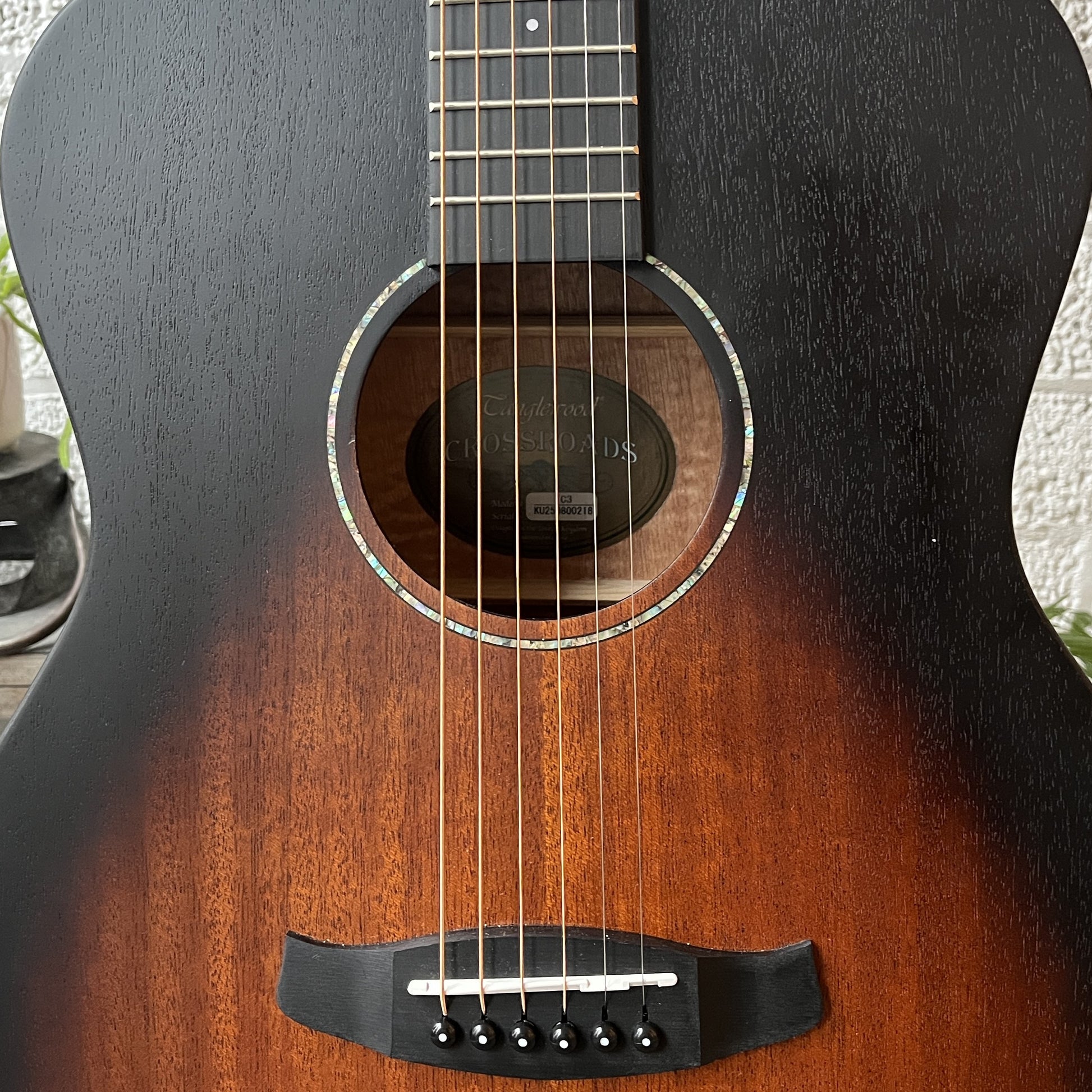 tanglewood tc3 crossroads auditorium acoustic guitar body detail